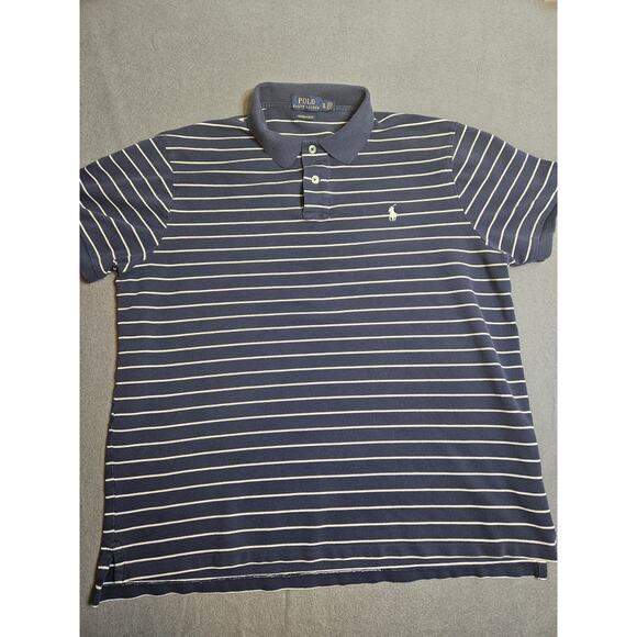 Polo Ralph Lauren Shirt Men Extra Large Blue Custom Slim Fit Preppy Pony Logo - Picture 1 of 7